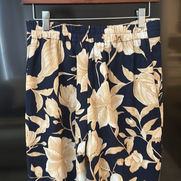 JOIE Linen Blend Wide Leg Flare Tropical Print Cropped Palazzo Pants Size 2 - Picture 10 of 11